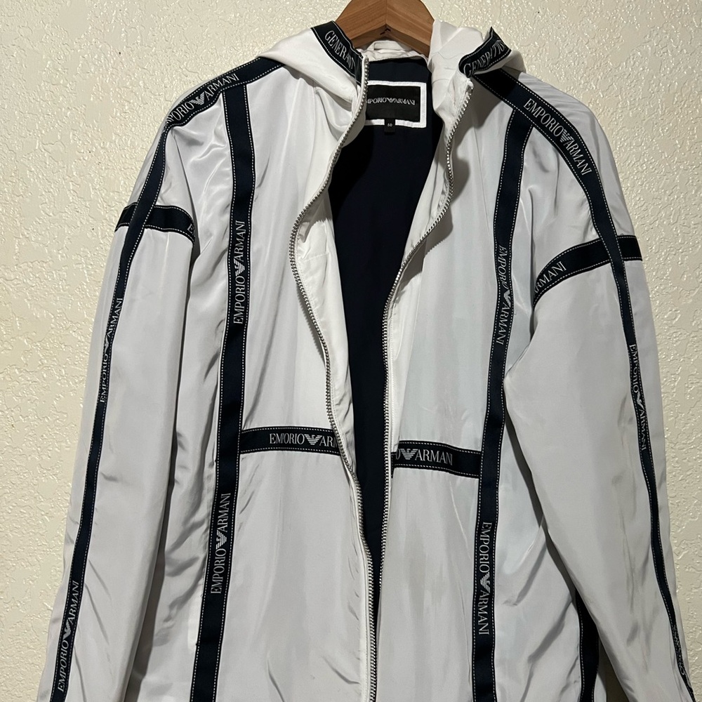 EMPORIO ARMANI hooded Jacket Blouson Men Size 50 White $525